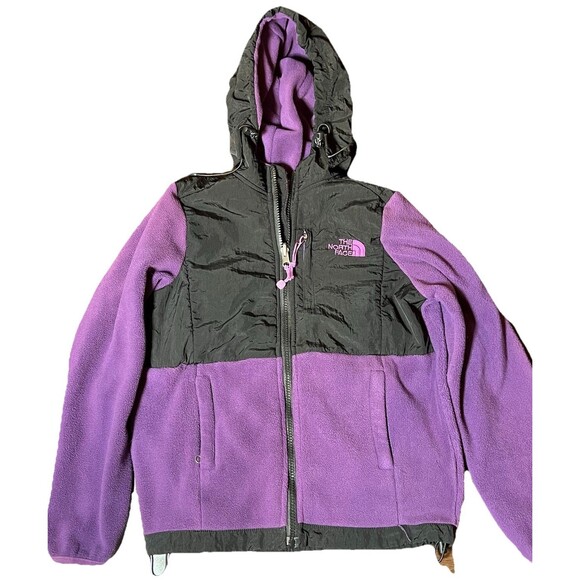 The North Face Fleece Jacket Purple Black Full Zip Youth L (8-10) - Picture 1 of 5